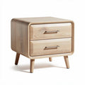 Wooden nightstand with two drawers natural finish 50 x 40 x 40cm