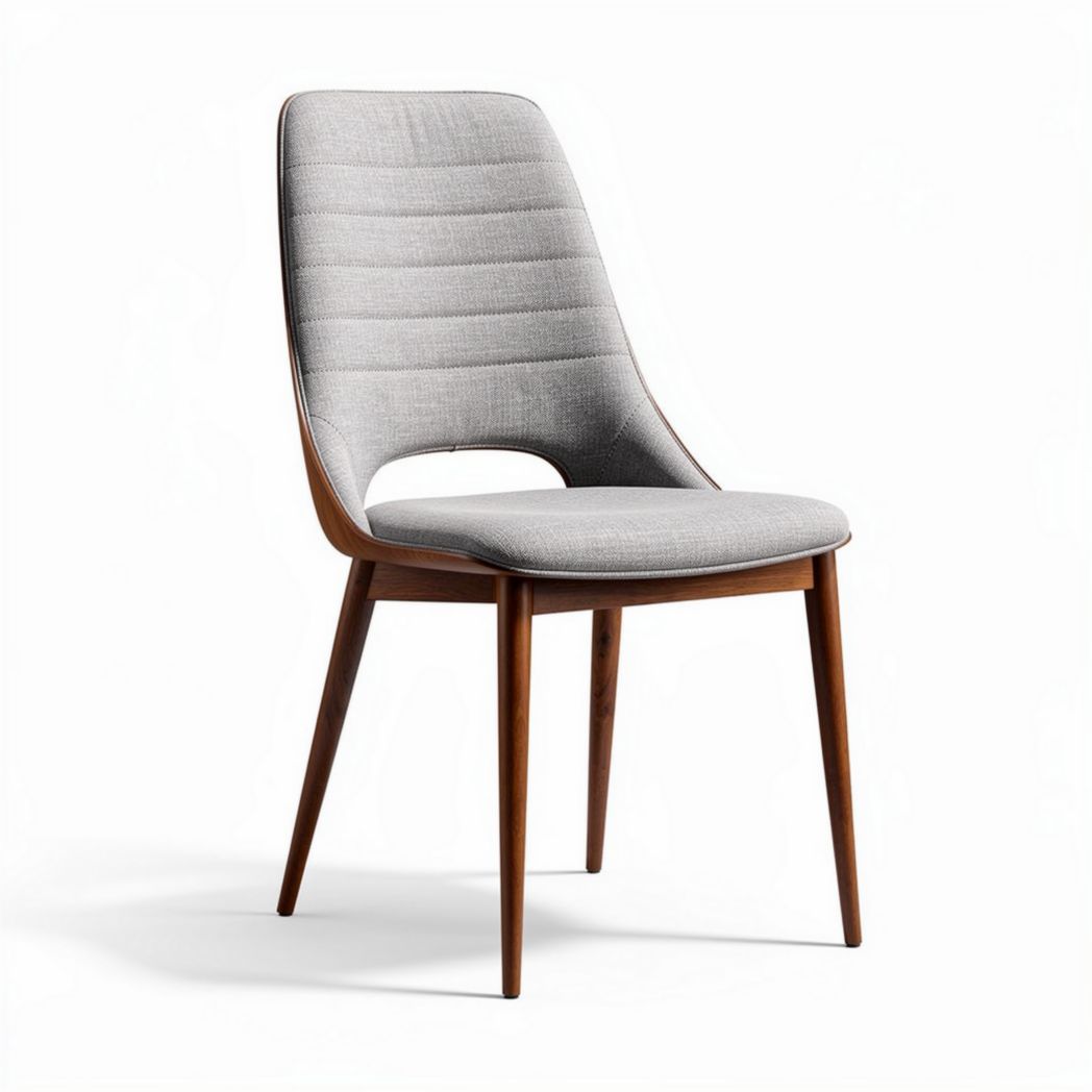 Fabric dining chair with wooden legs in gray color 45 x 50 x 90 cm