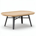 Natural wood coffee table with metal legs 100 x 60 x 45cm for living room