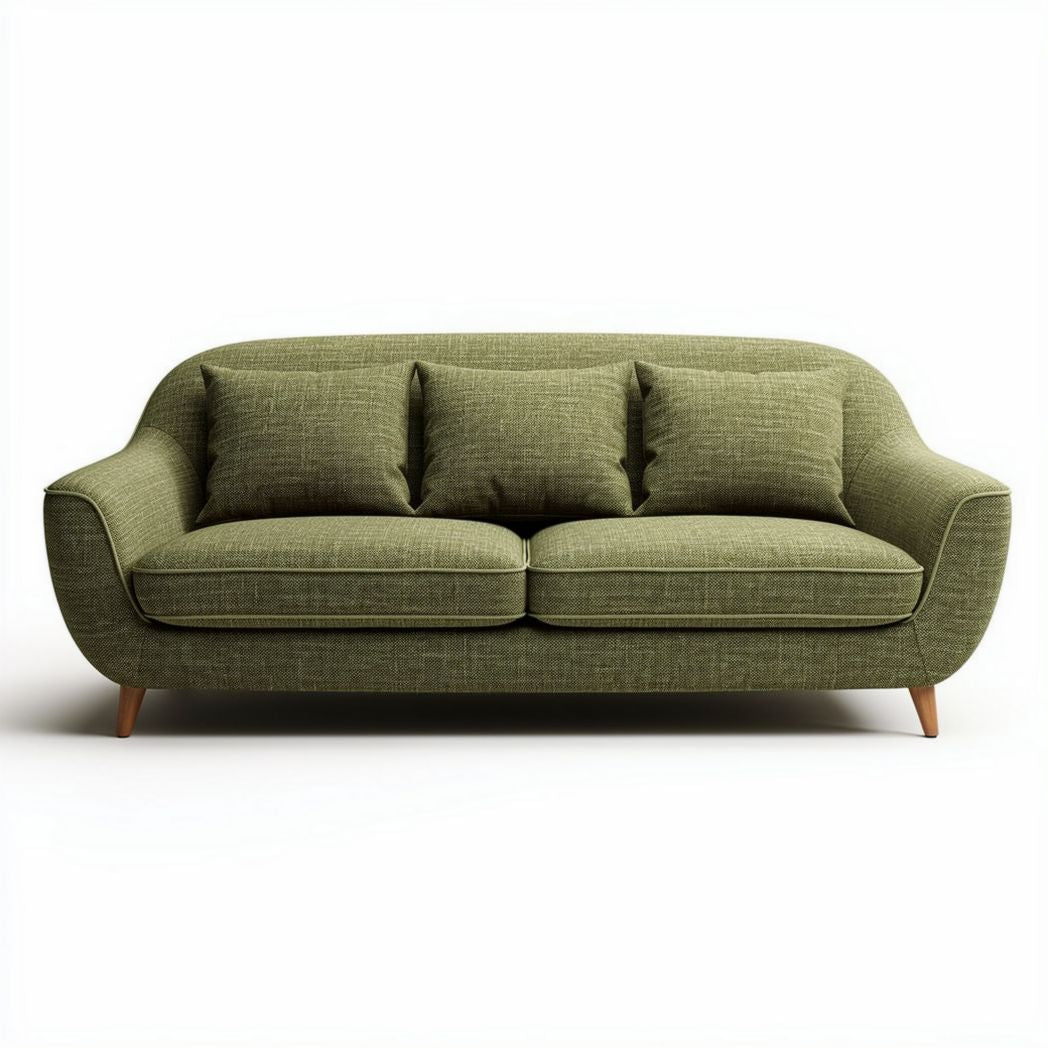 Brown fabric sofa with stainless steel legs 180 x 90 x 75cm for living room