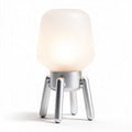 Modern table lamp with frosted glass shade and wooden base 20 x 20 x 30cm