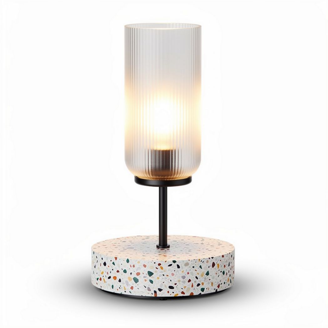Terrazzo table lamp with glass shade for modern home decor 10 x 10 x 30cm