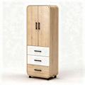 Wooden storage cabinet with two doors and three drawers 40 x 30 x 150cm
