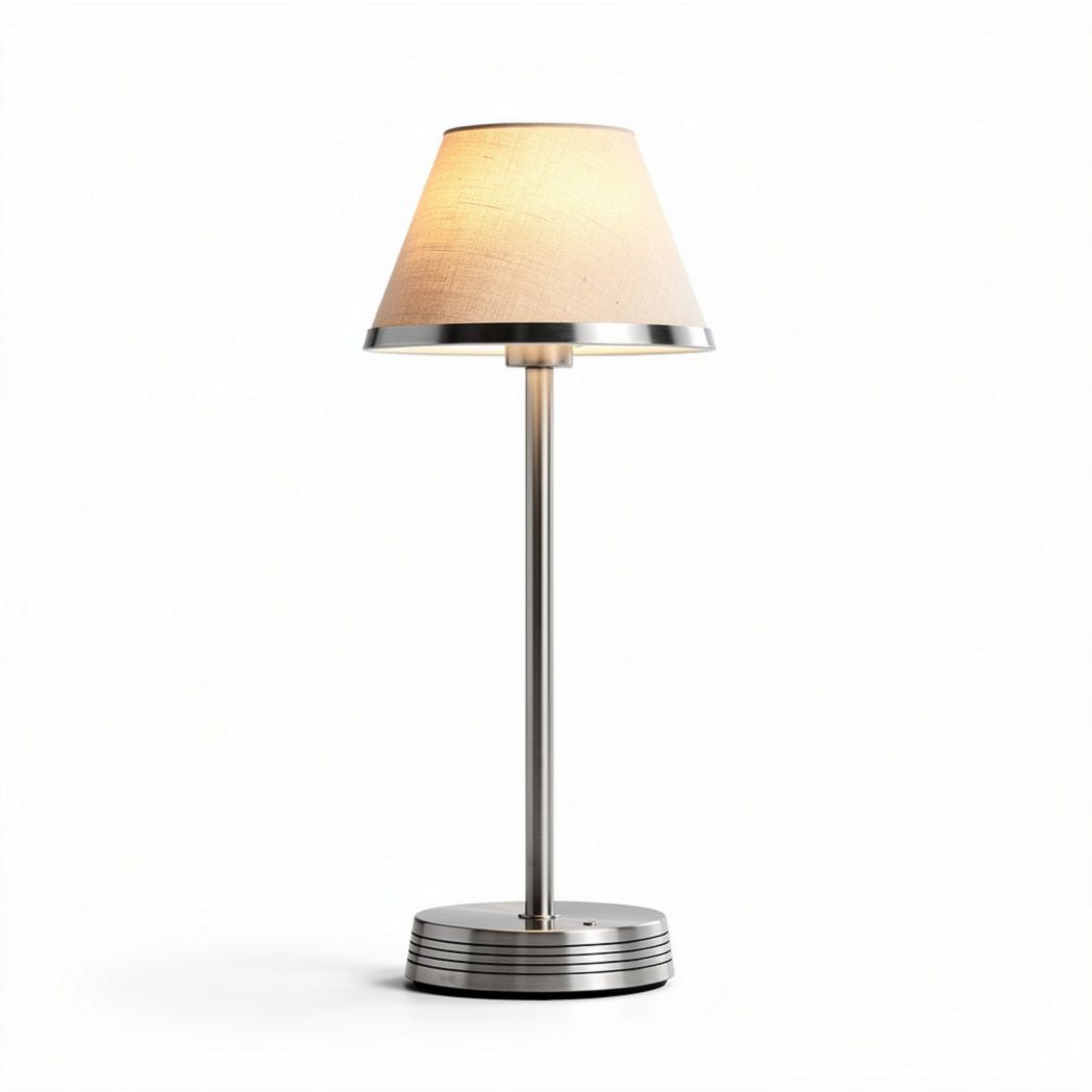 Metal table lamp with fabric shade and chrome finish 25 x 25 x 45cm