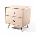 Wooden nightstand with two drawers and metal legs 50 x 40 x 45cm