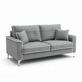 Three-seat gray fabric sofa with cushions and modern design 180 x 85 x 85cm