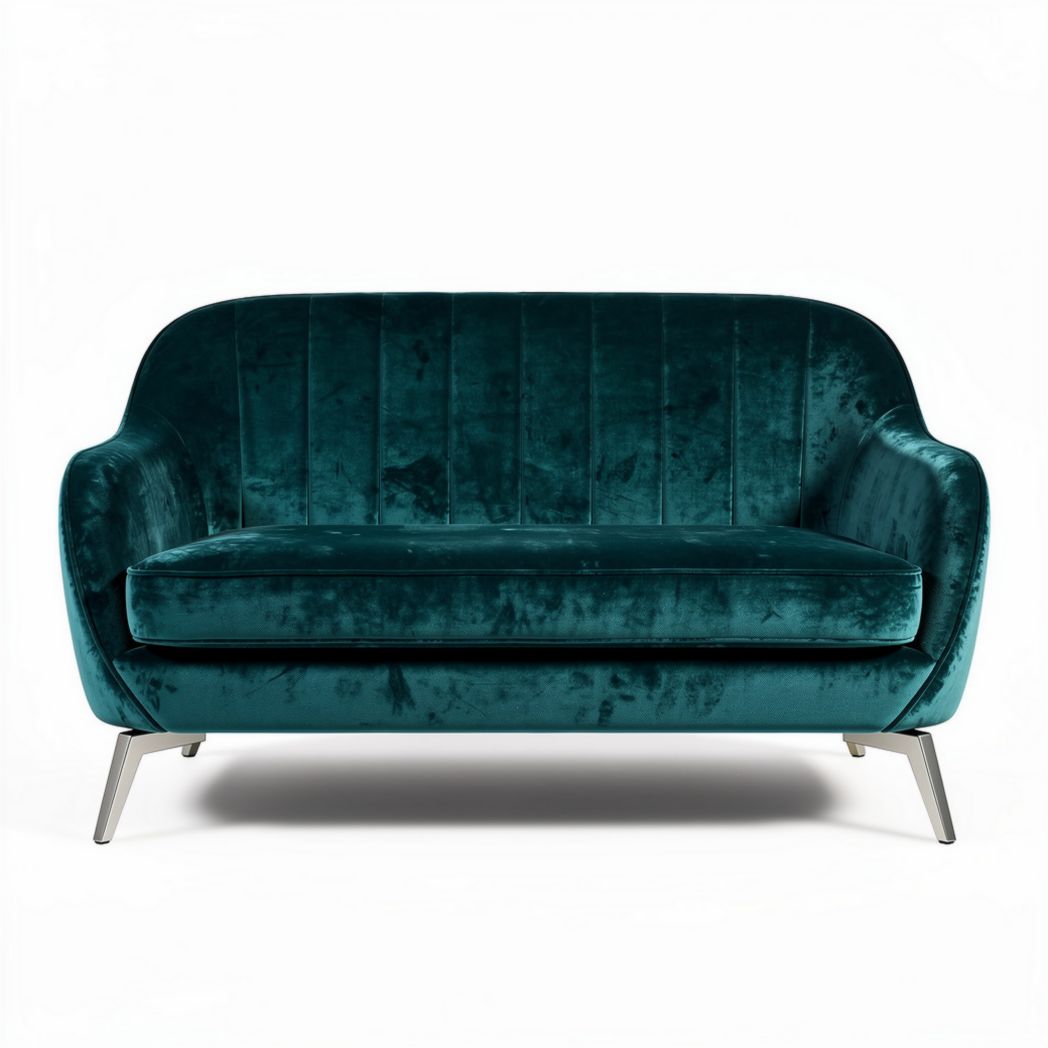 Velvet loveseat sofa in teal color with metal legs 150 x 80 x 70cm