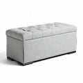 Storage ottoman in gray fabric with tufted design 77 x 38 x 38cm