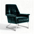 Velvet lounge chair in teal with sleek chrome legs 80 x 75 x 90cm
